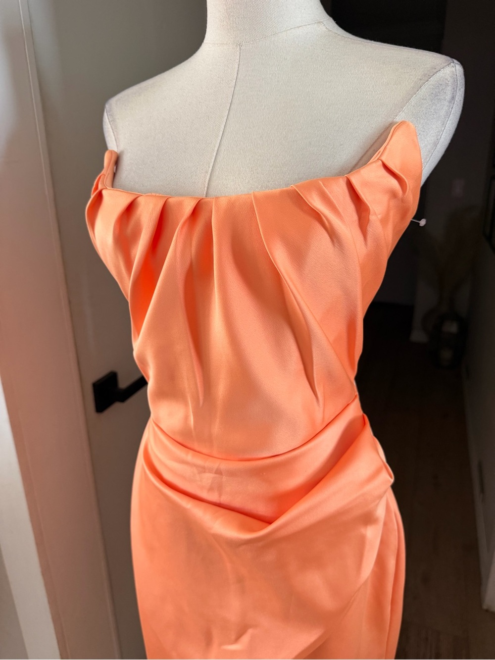 House of CB Alora Tangerine Strapless Corset Midi Dress Orange Sz S $255 NWT - Picture 6 of 11